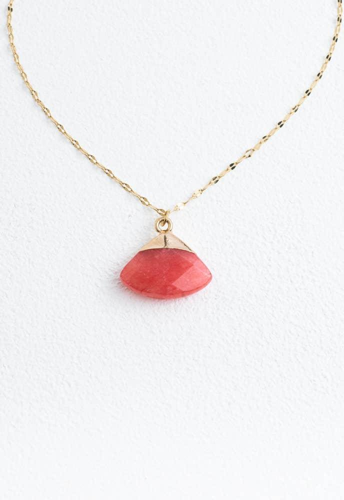 Fan Drop Necklace in Crimson