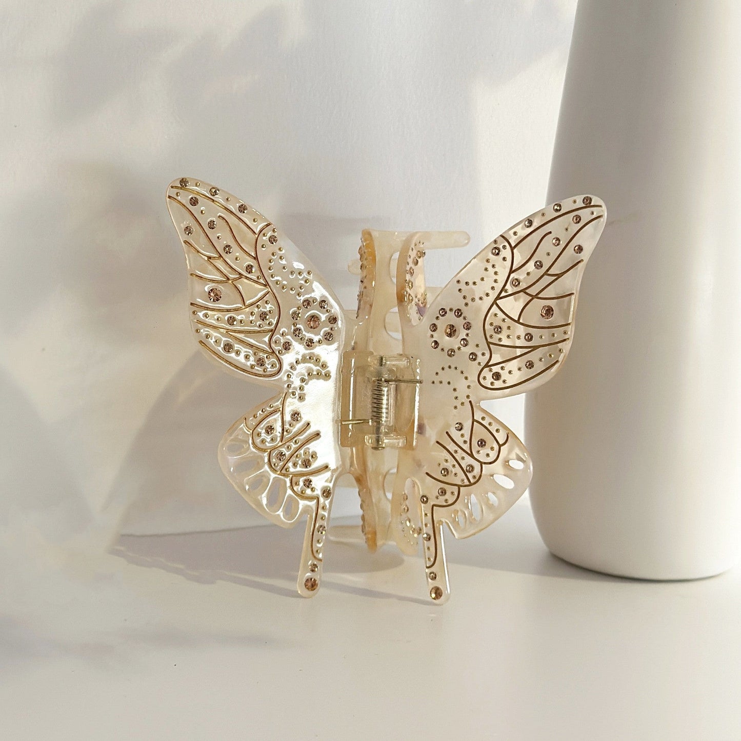 Light Luxury Glass Butterfly Hair Claw