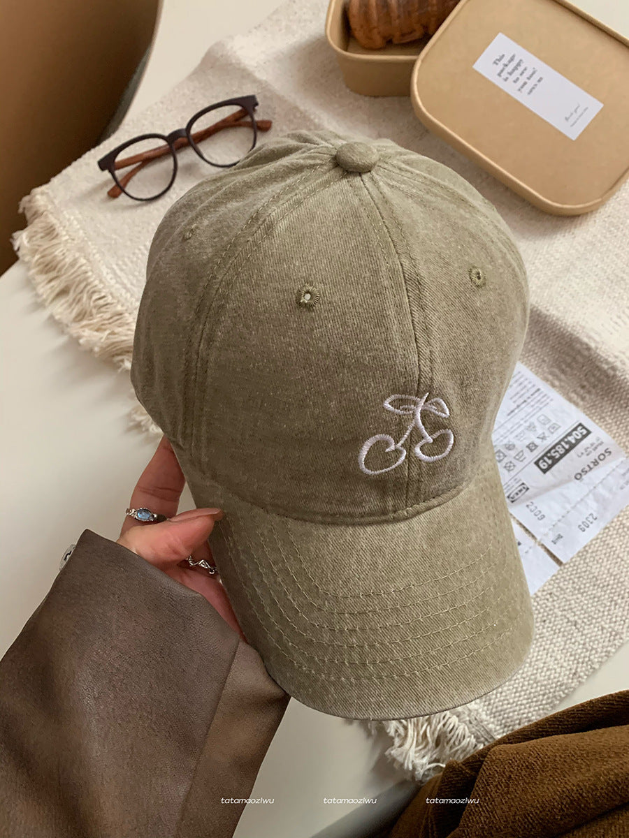 Cherry Embroidered Wide Brim Baseball Cap