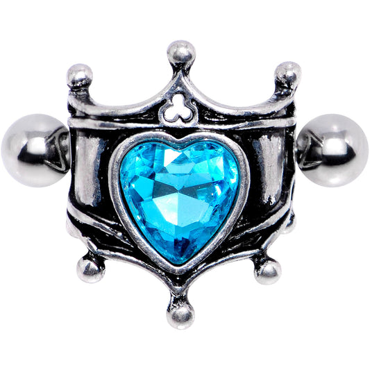 16G 1/2 Aqua Gem Queen of Hearts Cuff Cartilage Earring