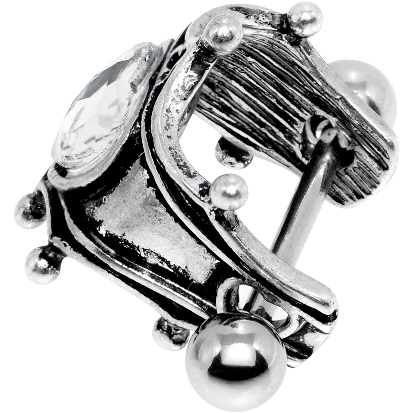 16G 1/2 Clear Gem Queen of Hearts Cuff Cartilage Earring