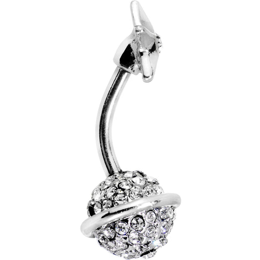 Clear Gem Rings of Saturn Planet and Star Double Mount Belly Ring