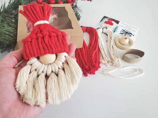 Macrame gnome Christmas ornament DIY kit