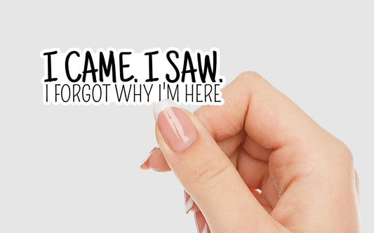 I Came, I Saw, I Forgot Why I'm Here Vinyl Sticker