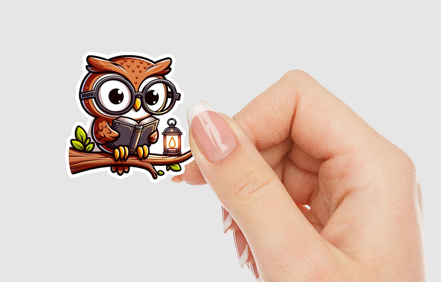 Owl Reading a Book Vinyl Sticker