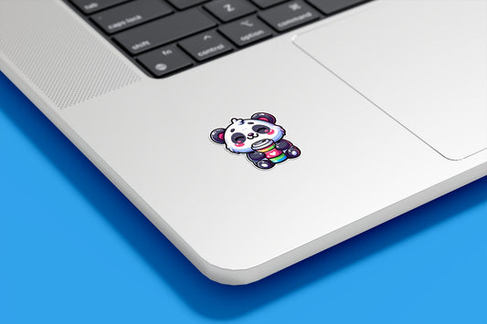 Cute Panda Bear with Coffee Vinyl Sticker