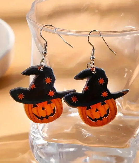 HALLOWEEN THEME ACRYLIC PUMPKIN EARRING-0