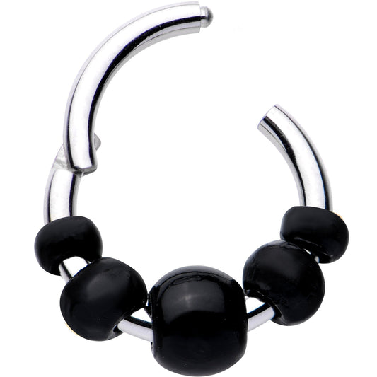 16G 5/16 Black Chunky Beads Hinged Segment Ring