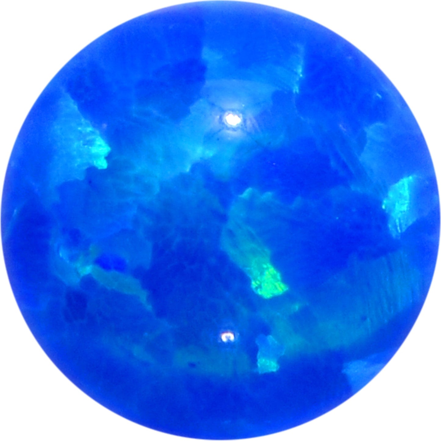 Blue Synthetic Opal 5mm Ball Internal Thread Barbell Tongue Ring