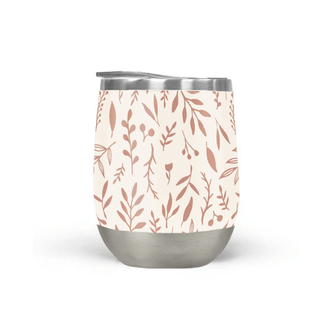 Pink Falling Leaves Wine Tumbler