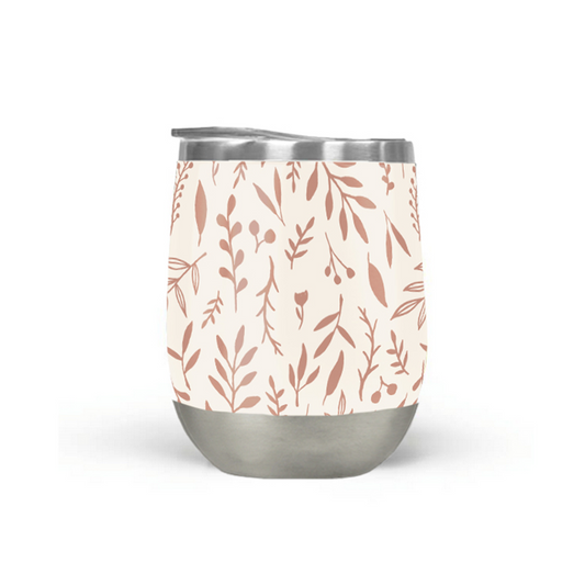 Pink Falling Leaves Wine Tumbler