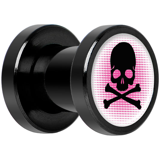 Pink Black Skull Black Anodized Screw Fit Plug Set 2G