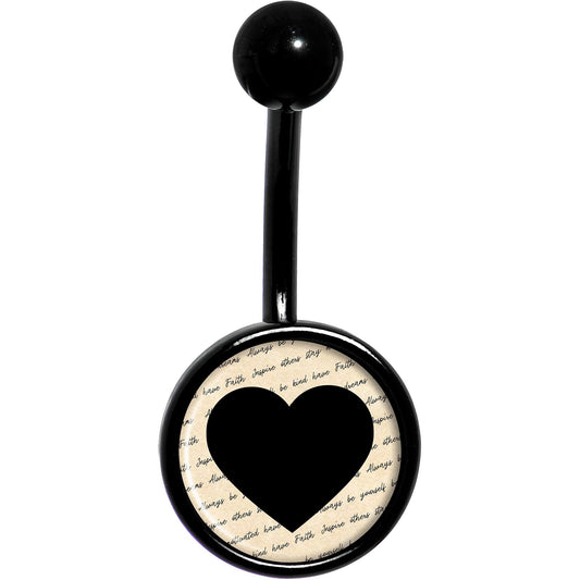 Love Letter Black Heart Black Belly Ring