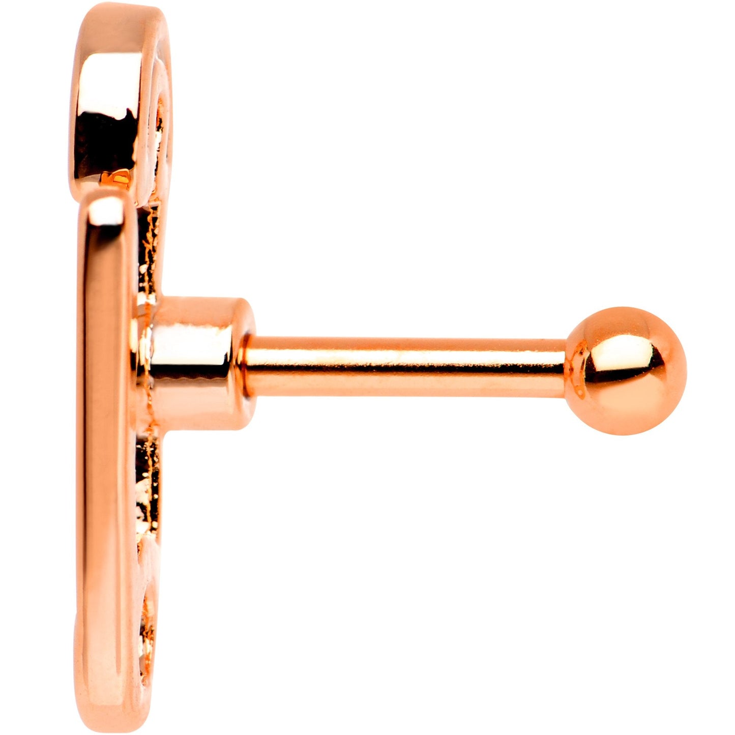 16G 1/4 Rose Gold PVD Open Safety Pin Tragus Cartilage Earring