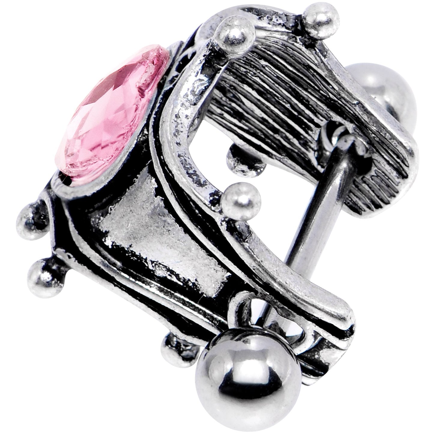 16G 1/2 Pink Gem Queen of Hearts Cuff Cartilage Earring