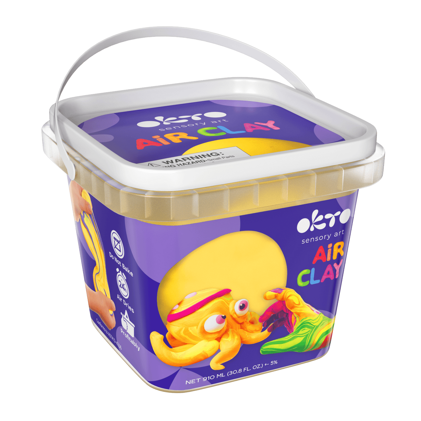 OKTO Air Dry Clay Bucket, 910 ml (31 fl oz) — Yellow — Ages 8+