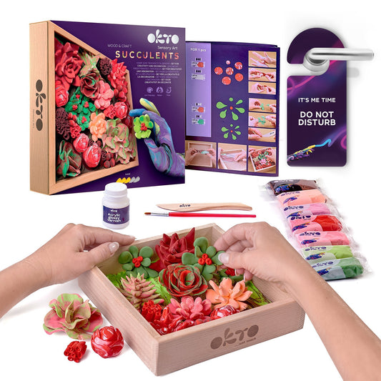OKTO Sensory Art 3D Woodcraft “Passion” – Succulent Craft Kit