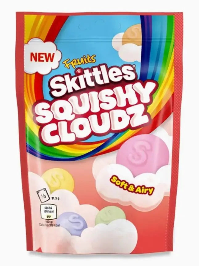 Skittles Squishy Cloudz – Fruit Flavoured Chewy Sweets 70g Pouch (UK)