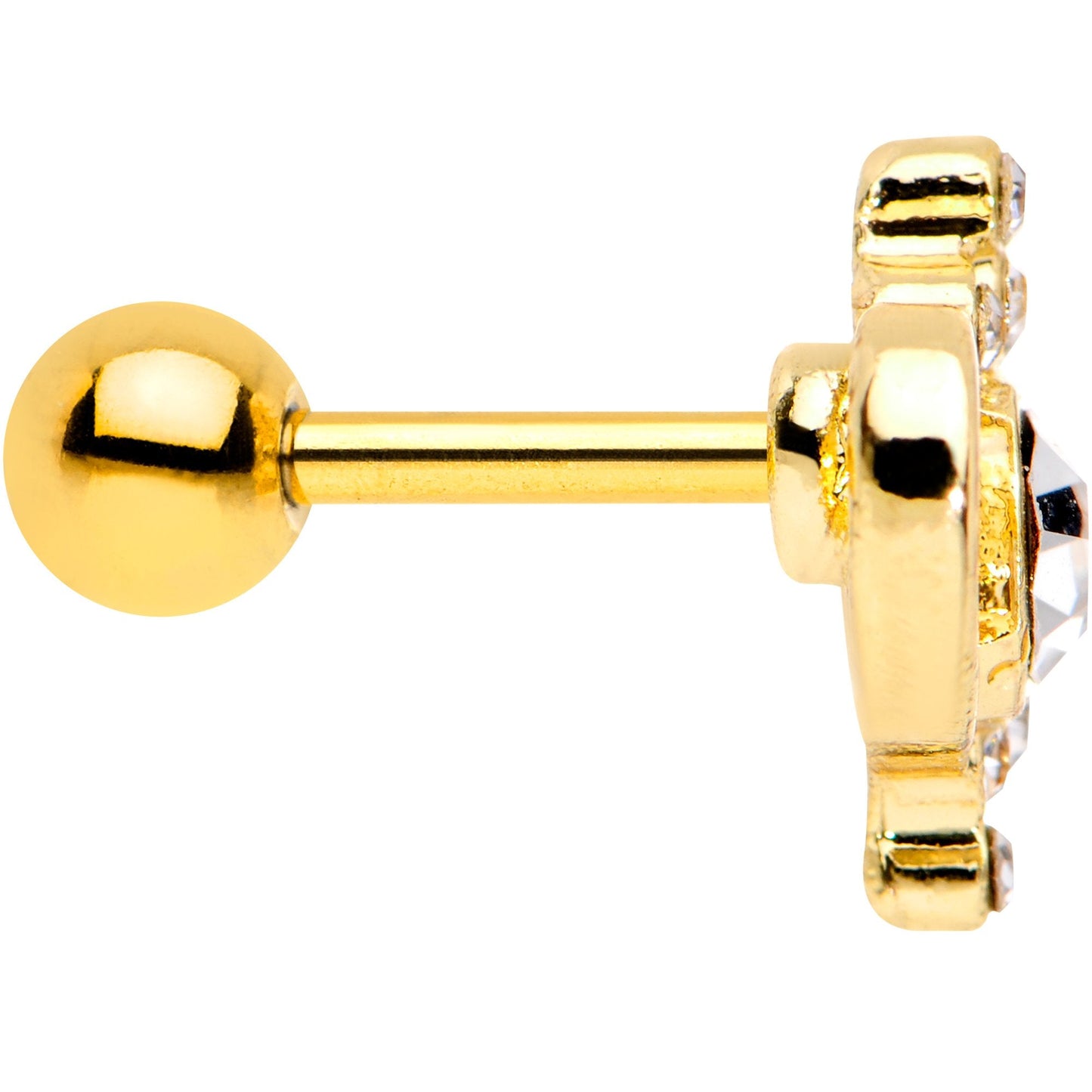 1/4 Clear Gem Gold PVD Heart Cluster Cartilage Tragus Earring