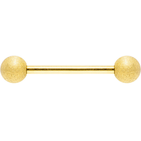 Gold Color PVD Sandblasted Barbell Tongue Ring