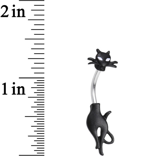 Clear Gem Sleek Black Cat Double Mount Belly Ring