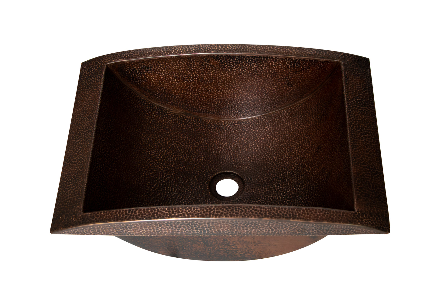 20" Rectangular Apron Curved Bottom Hammered Copper Bathroom Sink