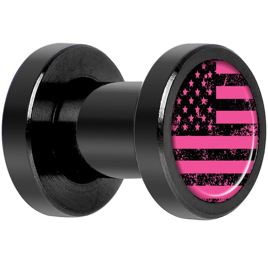 Pink American Flag Black Anodized Screw Fit Plug Set 4G