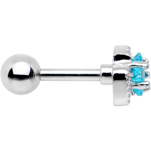16G 1/4 Aqua Star CZ Gem Bow Tie Cartilage Tragus Earring