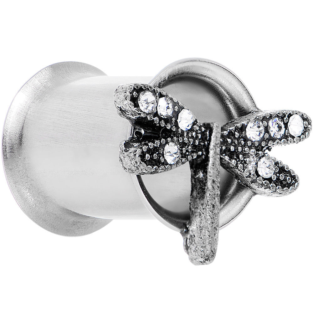 0G Clear Gem Steel Hi Sky Dragonfly Double Flare Tunnel Plug Set