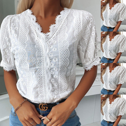 Women's Fashionable Personalized Lace Top Shirt
