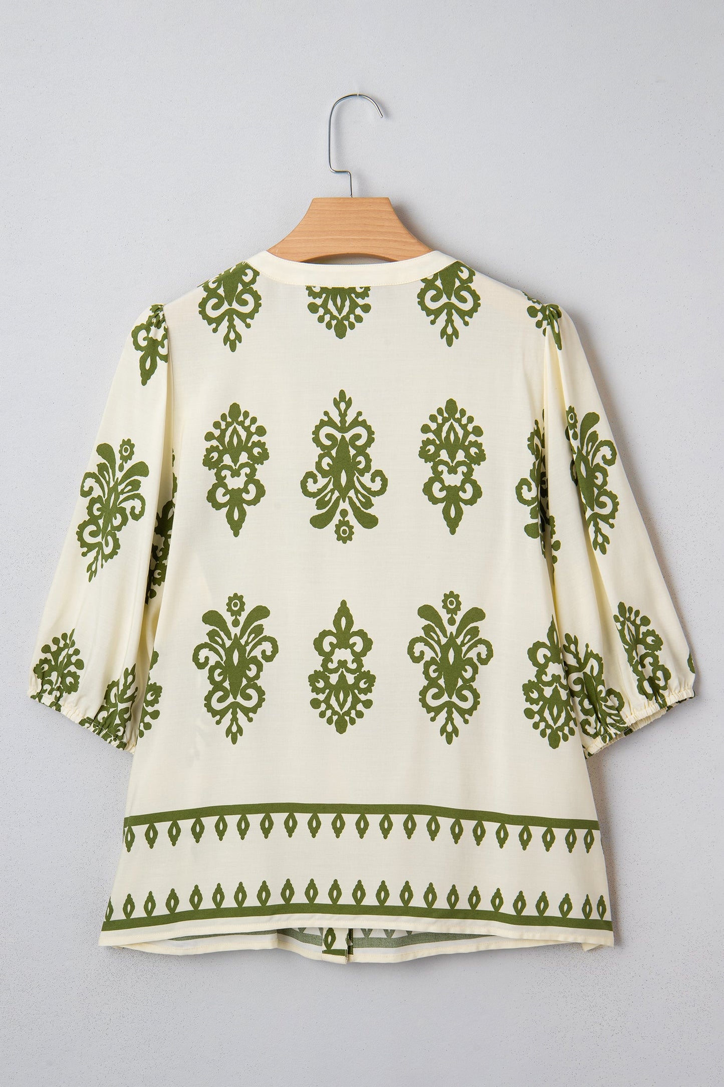 Tie V-Neck Puffy Half Sleeve Shirt