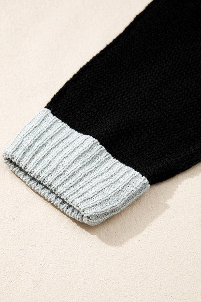Colorblock Knit V-Neck Sweater