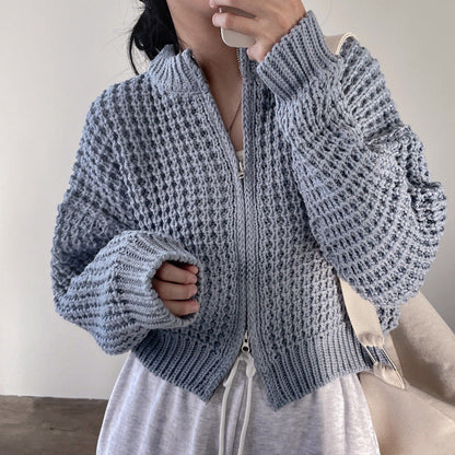 Fashion Vintage Zipper Sweater Coat For Women