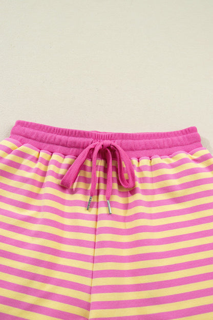 Stripe Drop Shoulder Top & Terry Shorts