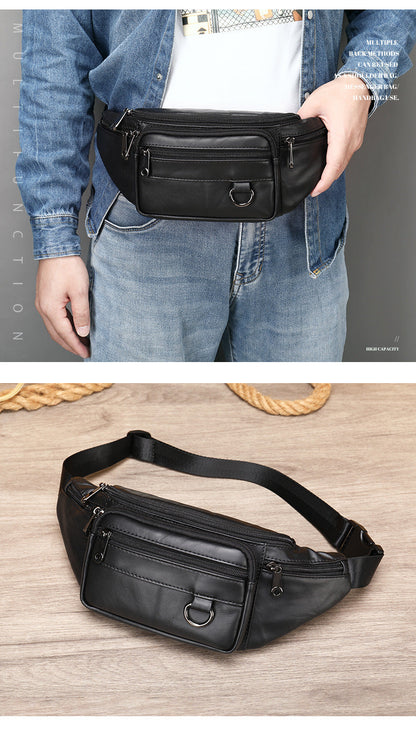 Men's Leather Phone Belt Chest Bag