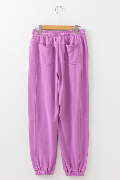 Solid Drawstring Elastic Waist Jogger Pants