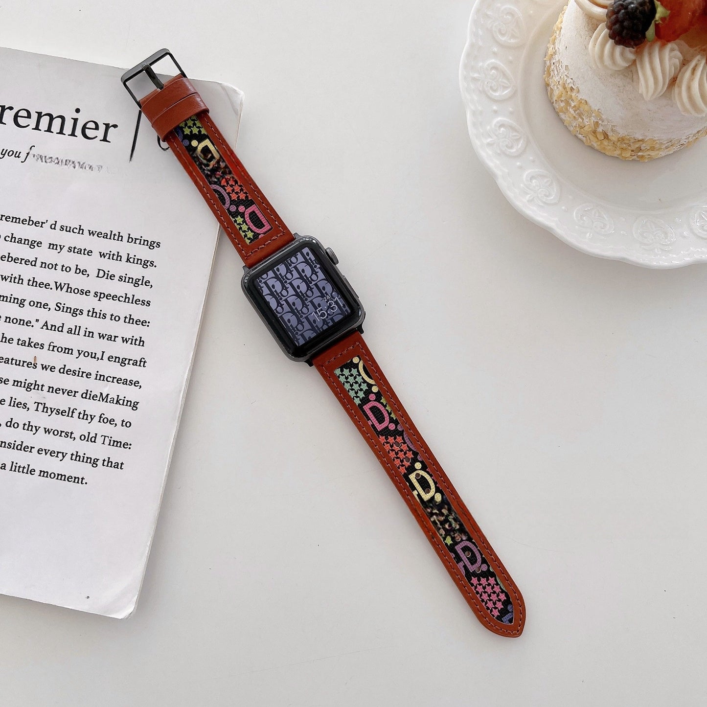 Knitted GD Hollow Leather Watch Band