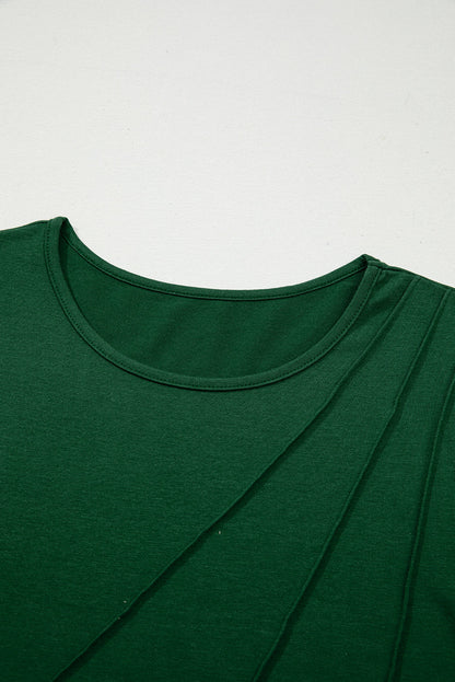 Solid Asymmetric Seam Long Sleeve Top