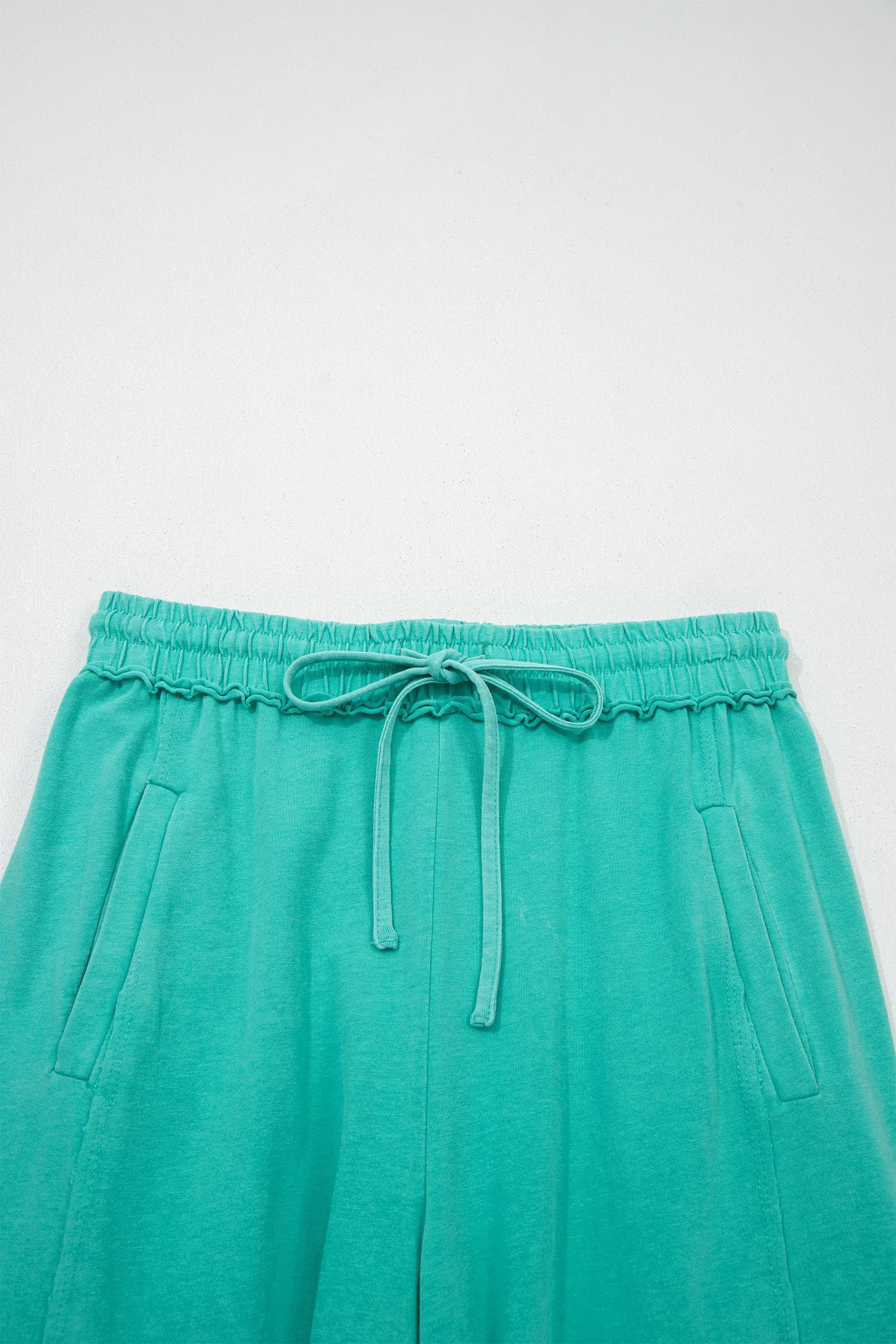 Drawstring Elastic Waist Raw Hem Loose Pants