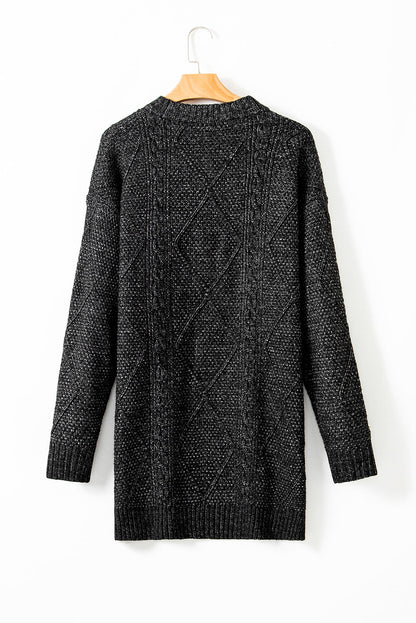 Cable Knit Drop Shoulder Sweater Dress