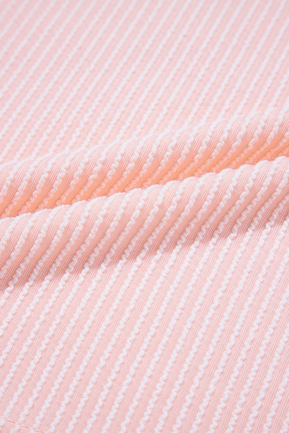 Corded Knit Colorblock Pocketed Crew Neck T-Shirt