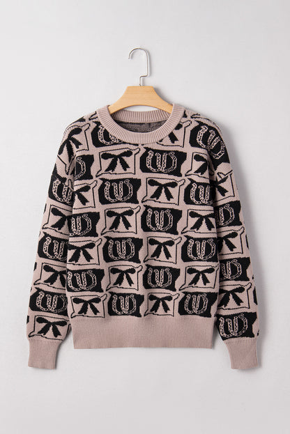 Western Bows & Horseshoes Long Sleeve Sweater