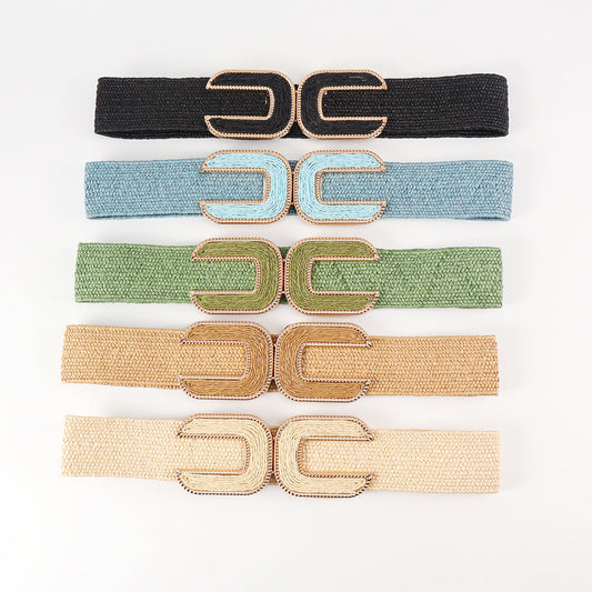 Women's Niche Straw Elastic Waistband