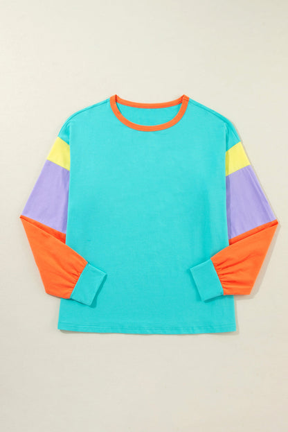 Colorblock Patchwork Long Sleeve Top