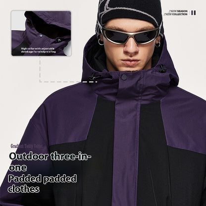 Outdoor 3-in-1 Fleece-lined Removable Down Cotton Jacket