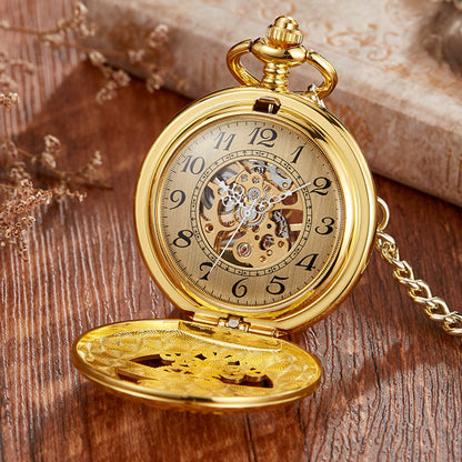 Golden Retro Semi-automatic Mechanical Pocket Watch