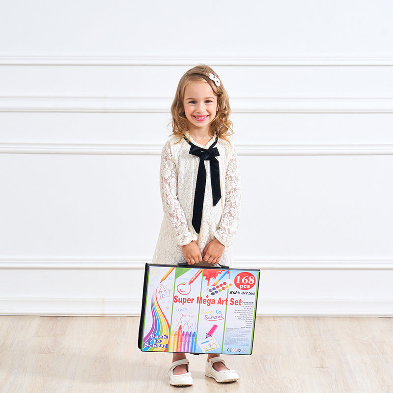 Complete Painting Set with Brushes, Oil Pastels, and Watercolor Pens