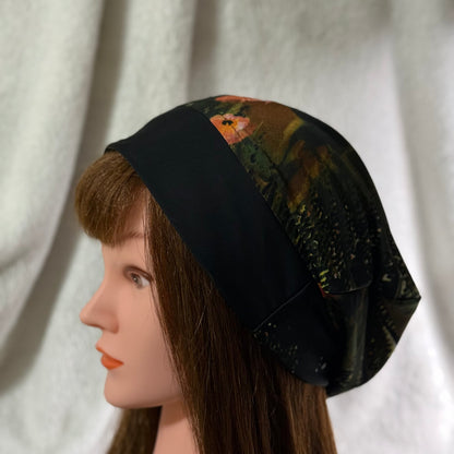 Midnight Bloom Lightweight Slouch Beanie – Upcycled Everyday Hat