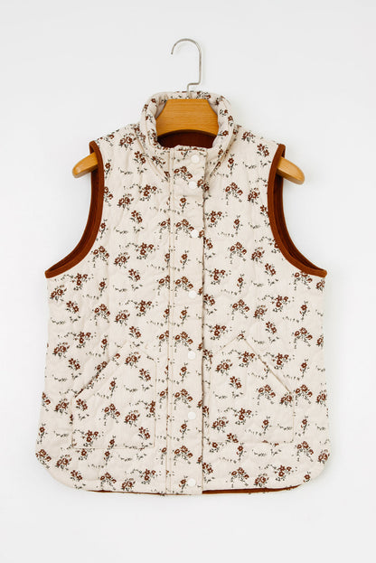 Floral Zip-Up Quilted Vest