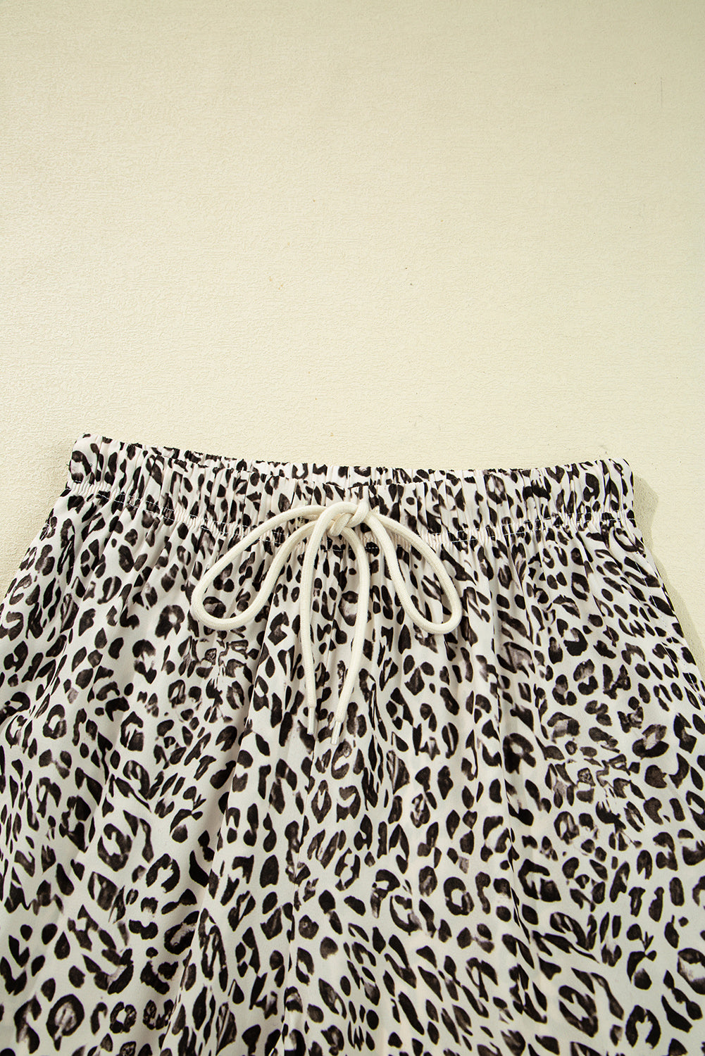 Leopard Drawstring Elastic Waistband Loose Pants